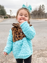 Mommy and Me The Turquoise Cowhide/Leopard Sherpa Pullover
