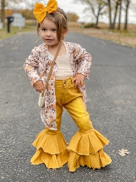 Kid's Solid Color Jean Double Bell Bottoms