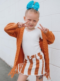 Rust Cream Stripe Jean Skirt