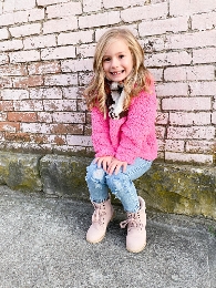 Wholesale Mommy and Me Pink Patchwork Sherpa Pullover