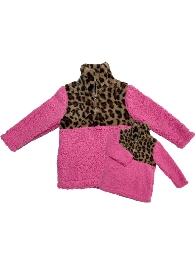 Adults' Size Mommy and Me Pink Patchwork Sherpa Pullover