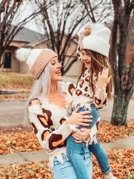 Kids' Size-Mom and Me Leopard Distressed Sweater