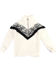 Adults' Size-Mom and Me Camo Black White Sherpa Pullover