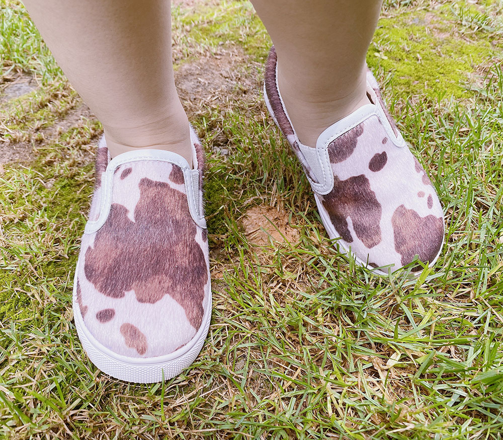 Kids brown cow pattern canvas shoes 