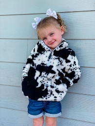 Kids' Size-Mom and Me Cow Print Sherpa Pullover