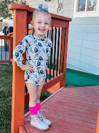 Kid's Printed Sweater Romper with snaps