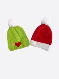 Baby Kid's Green/Red Beanies