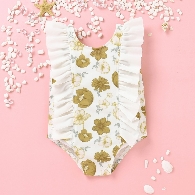 Baby Girl's Floral Print Ruffle Swimsuit