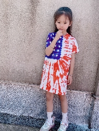 Kid's Tie Dye USA Flag T-shirt Dress