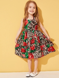 Baby girls rose leopard dress